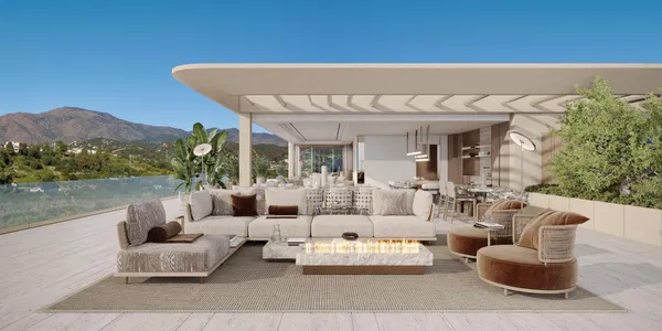 Exceptional frontline beach duplex penthouse with panoramic sea views, Tyrian in Estepona