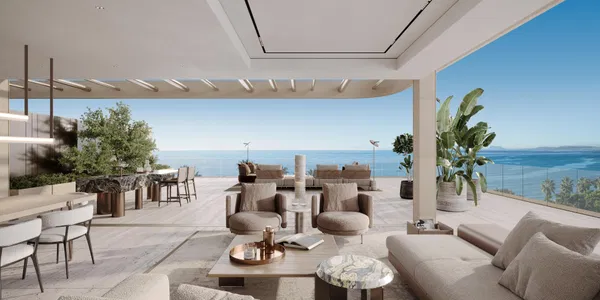Exceptional frontline beach duplex penthouse with panoramic sea views, Tyrian in Estepona