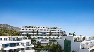 Exquisite complex with sea views, pool and gym in Mijas