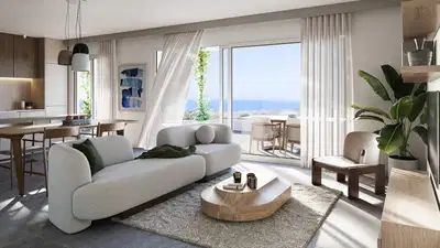 Exquisite complex with sea views, pool and gym in Mijas