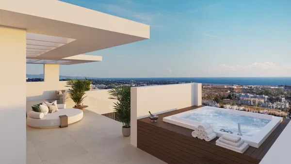 Impressive luxury villa under construction with an exclusive design and panoramic views in Estepona East