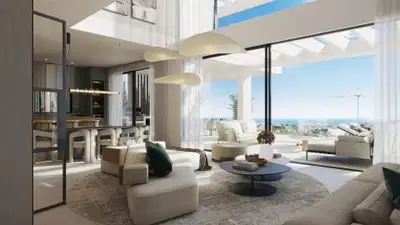 Impressive luxury villa under construction with an exclusive design and panoramic views in Estepona East