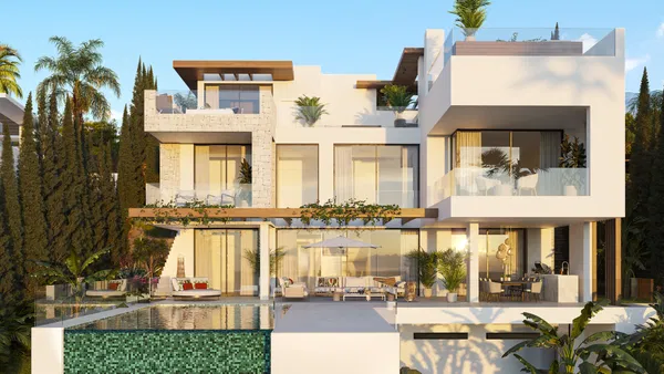 Impressive luxury villa under construction with an exclusive design and panoramic views in Estepona East