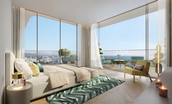 Spacious branded penthouse with private terrace, sea and golf views in Finca Cortesín, Casares
