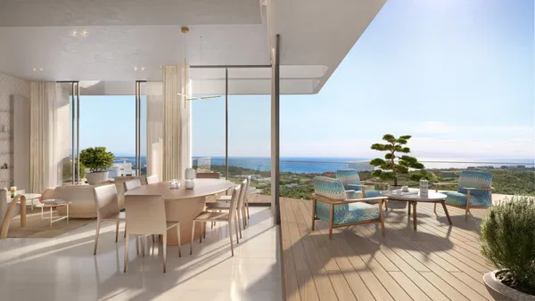Spacious branded penthouse with private terrace, sea and golf views in Finca Cortesín, Casares