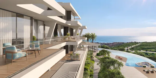Spacious branded penthouse with private terrace, sea and golf views in Finca Cortesín, Casares