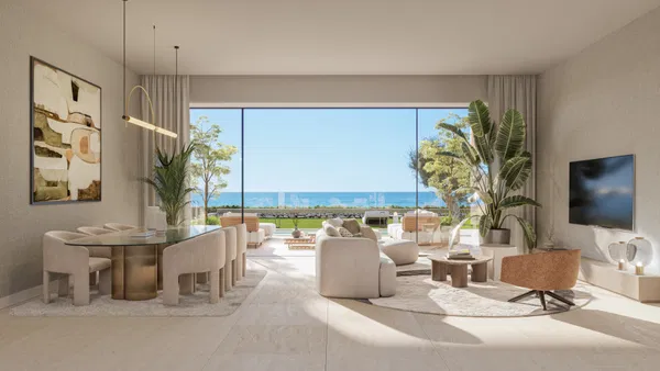 Sophisticated Ground Floor Beachfront Apartment with Private Garden in Manilva