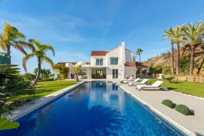 Spacious contemporary villa with guest house in a private hillside setting, Puerto del Almendro, Benahavís